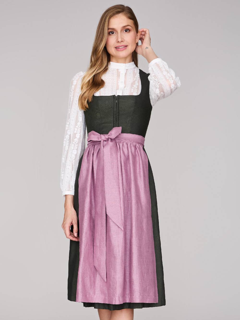 Limberry Dunkelgrünes Dirndl mit floralem Muster - CECILY PINE FLOWER Bis zu 55% Rabatt