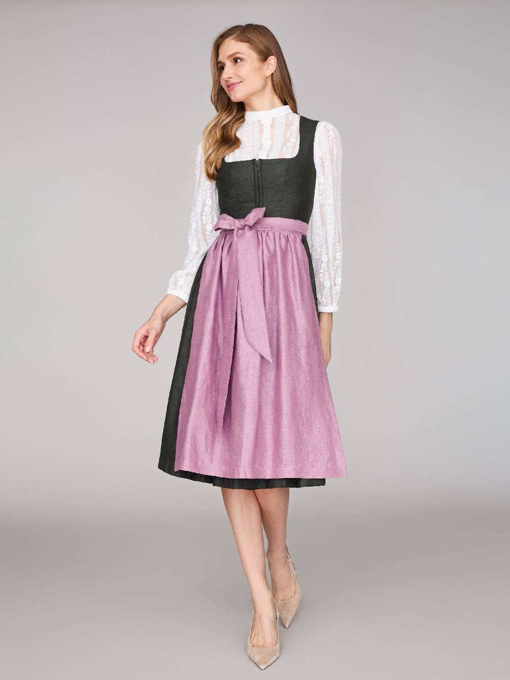 Limberry Dunkelgrünes Dirndl mit floralem Muster - CECILY PINE FLOWER Bis zu 55% Rabatt