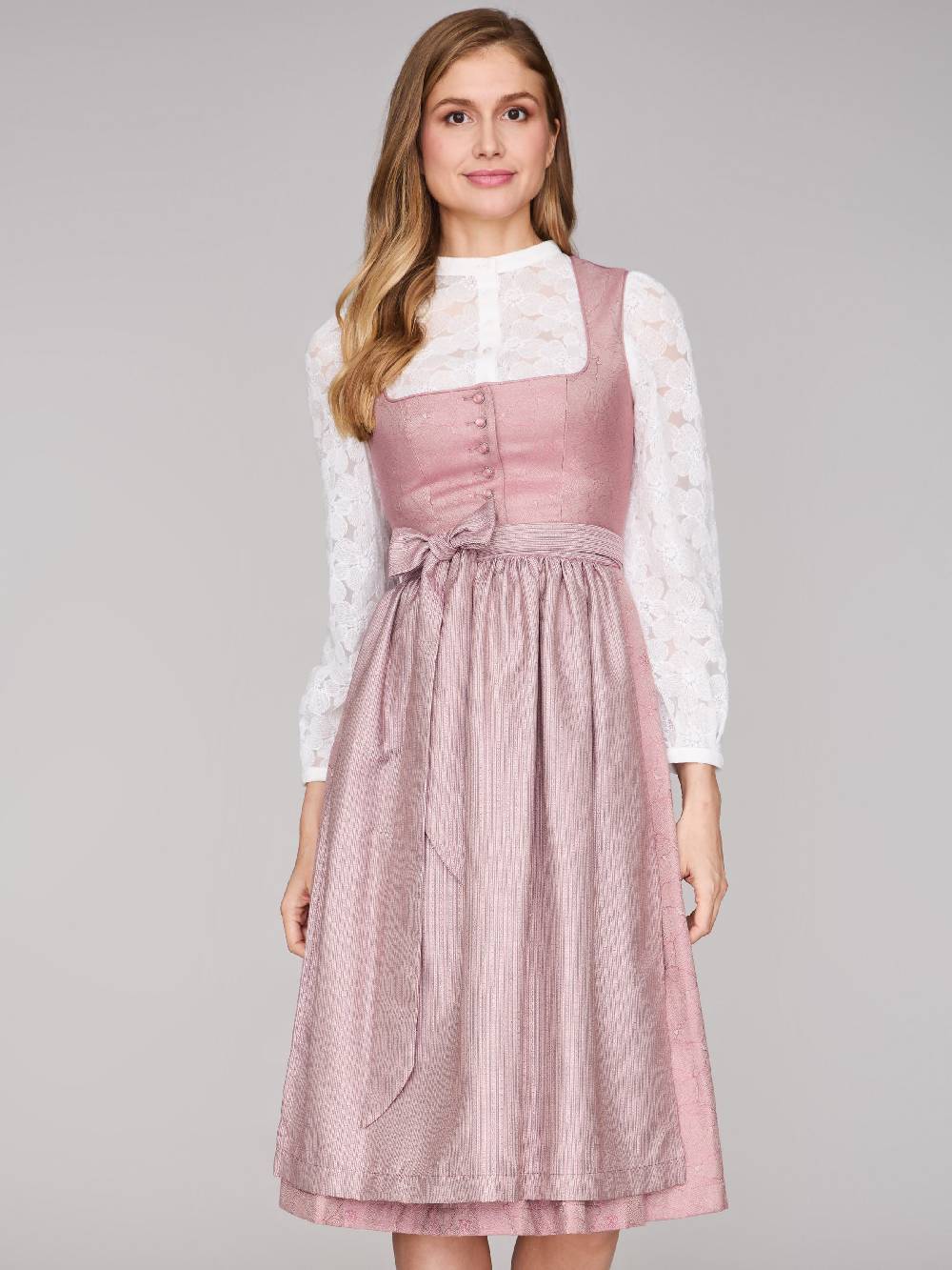 Limberry Rosa-farbenes Dirndl mit Knöpfen - FELICITY ASH ROSE Discount Store für neue Produkte