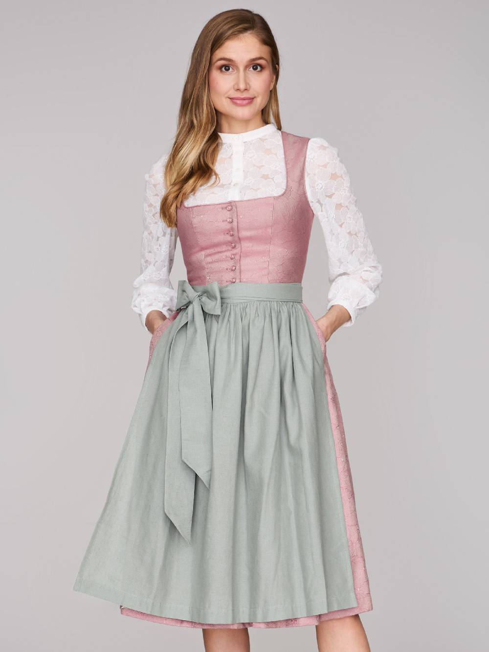 Limberry Rosa-farbenes Dirndl mit Knöpfen - FELICITY ASH ROSE Discount Store für neue Produkte