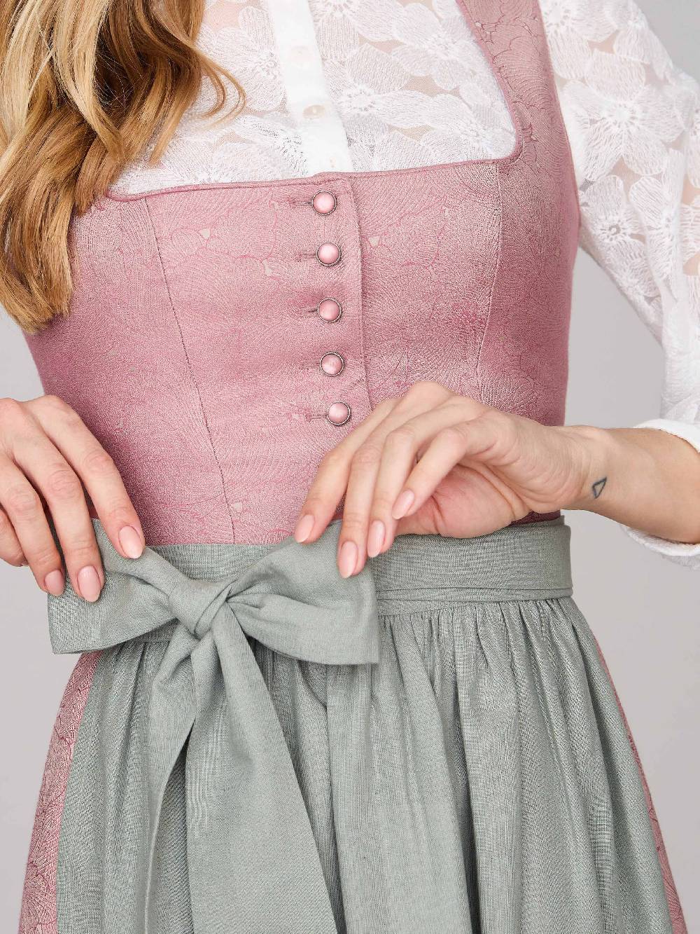 Limberry Rosa-farbenes Dirndl mit Knöpfen - FELICITY ASH ROSE Discount Store für neue Produkte