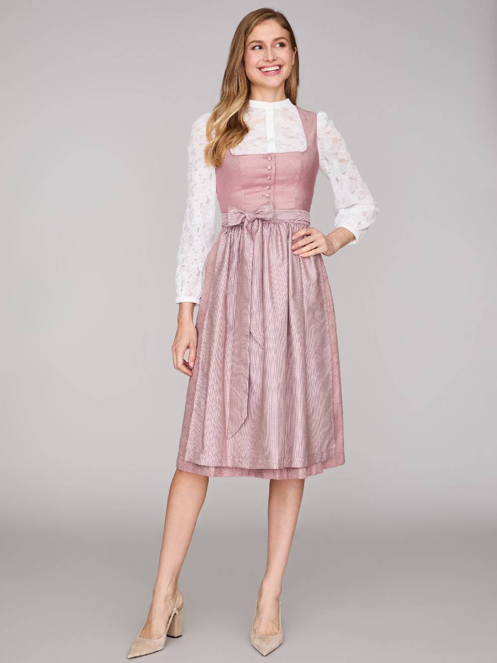 Limberry Rosa-farbenes Dirndl mit Knöpfen - FELICITY ASH ROSE Discount Store für neue Produkte