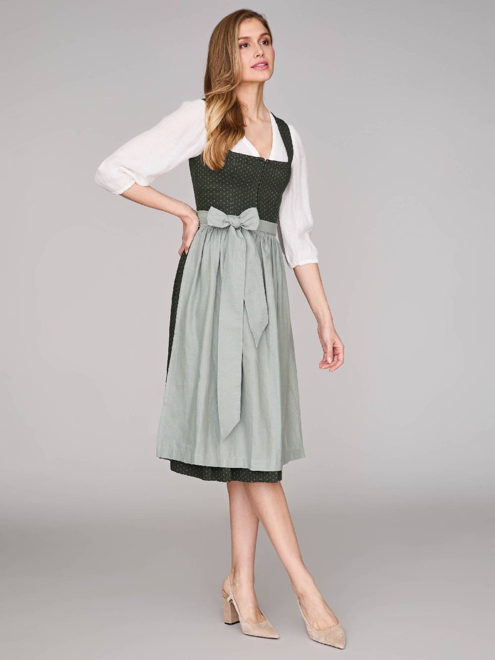 Limberry Dunkelgrünes Dirndl mit Streublumenmuster - VERA PINE FLOWER Nur noch ein Tag übrig