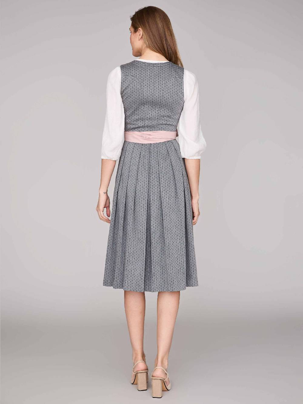 Limberry Graues Dirndl mit Streublumenmuster - VERA FROST GRAY Super Rabatt