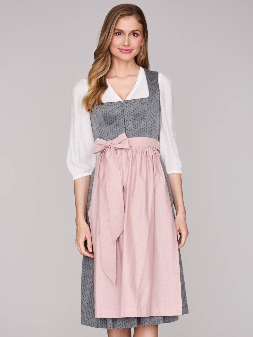 Limberry Graues Dirndl mit Streublumenmuster - VERA FROST GRAY Super Rabatt