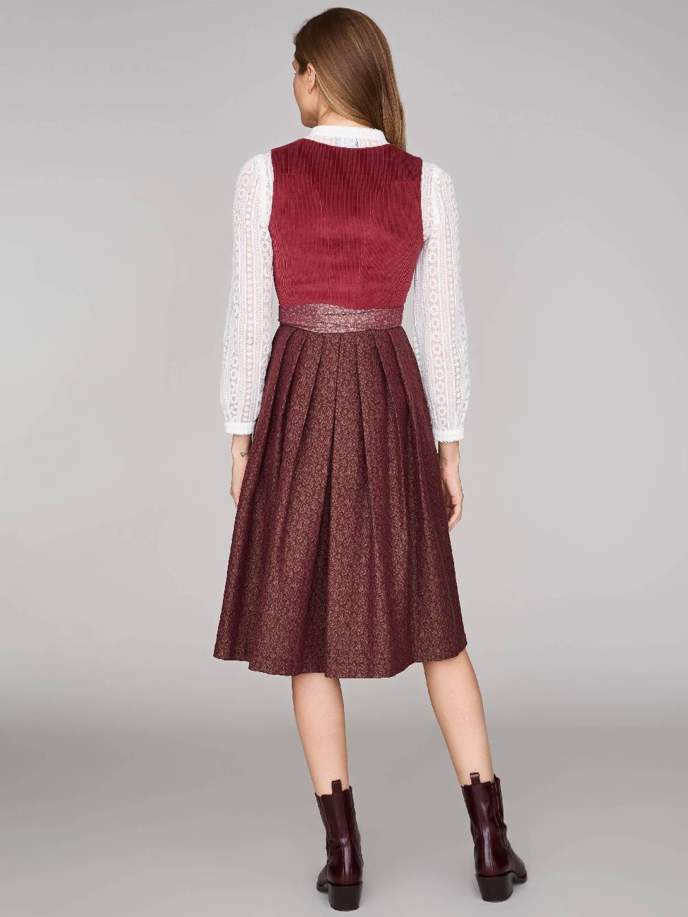 Limberry Ziegelrotes Dirndl mit Cord-Mieder - TIA BRICK RED 50% Rabatt mit kostenlosem Versand