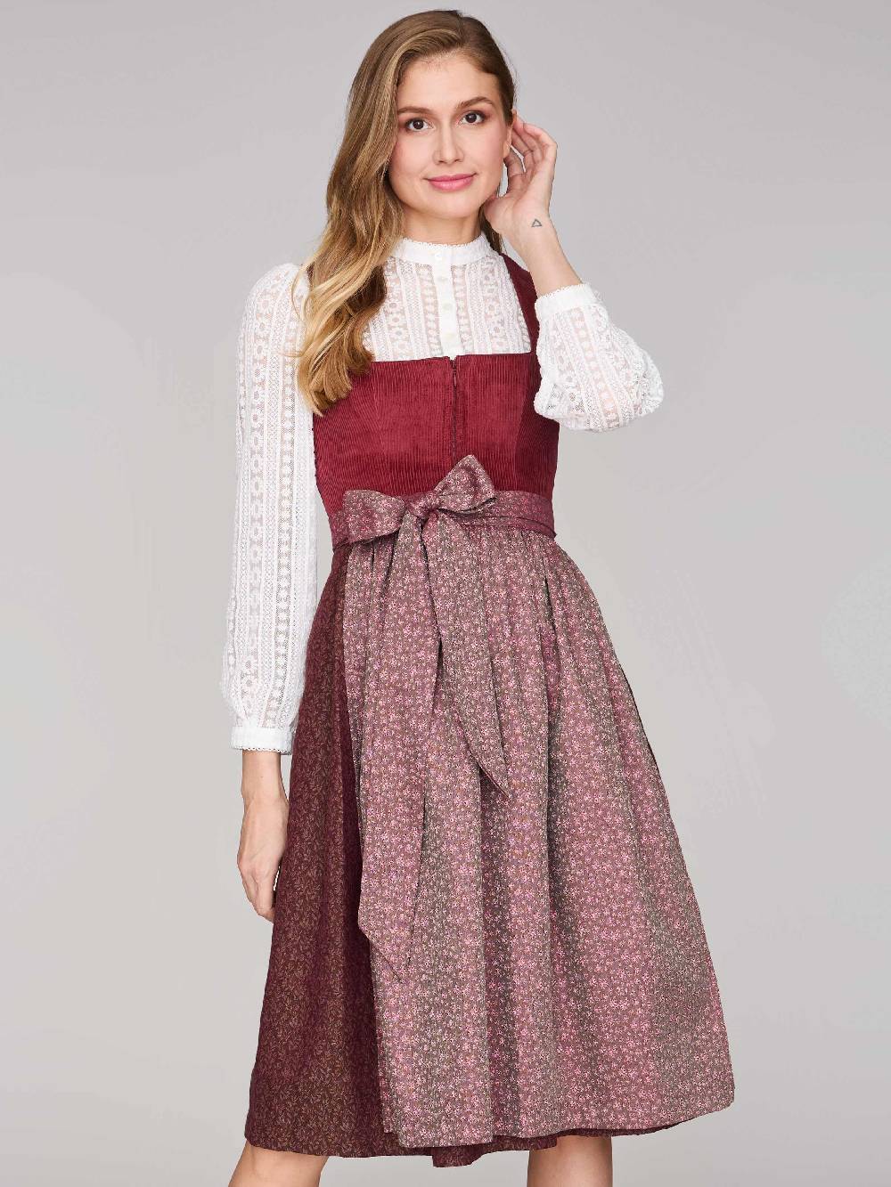 Limberry Ziegelrotes Dirndl mit Cord-Mieder - TIA BRICK RED 50% Rabatt mit kostenlosem Versand
