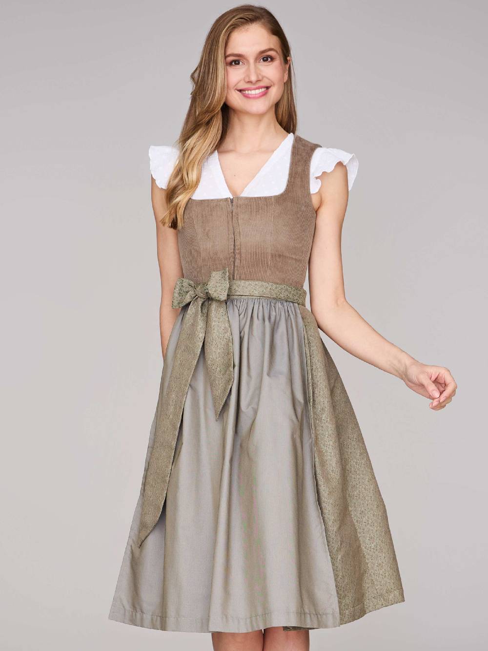Limberry Braunes Dirndl mit Cord-Mieder - TIA DESERT TAUPE Clearance-Verkauf