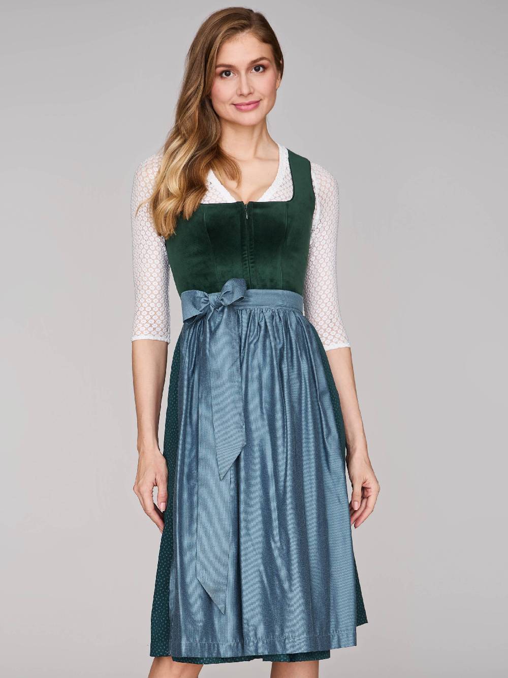 Limberry Dunkelgrünes Dirndl mit Samt-Mieder - CLARISSA PINE GROVE Fabrikladen