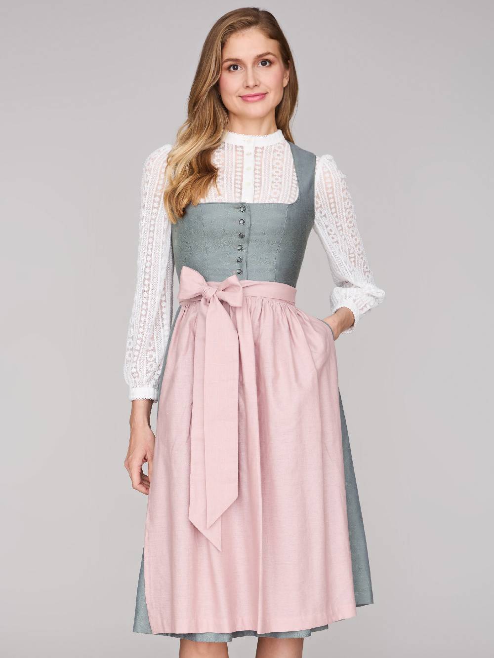 Limberry Salbeigrünes Dirndl mit Knöpfen - FELICITY AGAVE GREEN Im Verkauf