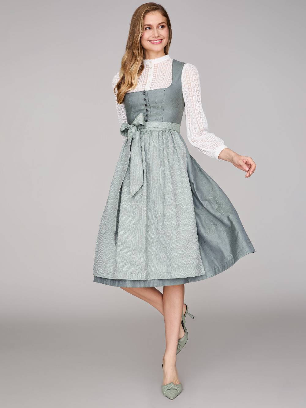 Limberry Salbeigrünes Dirndl mit Knöpfen - FELICITY AGAVE GREEN Im Verkauf