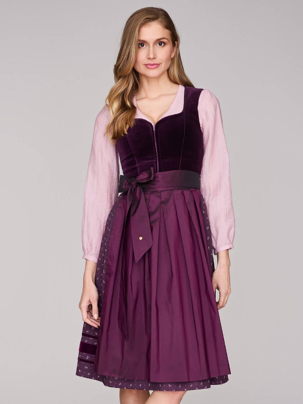 Limberry Samtdirndl in Aubergine mit abknöpfbarem Arm - MELISSA AUBERGINE Online