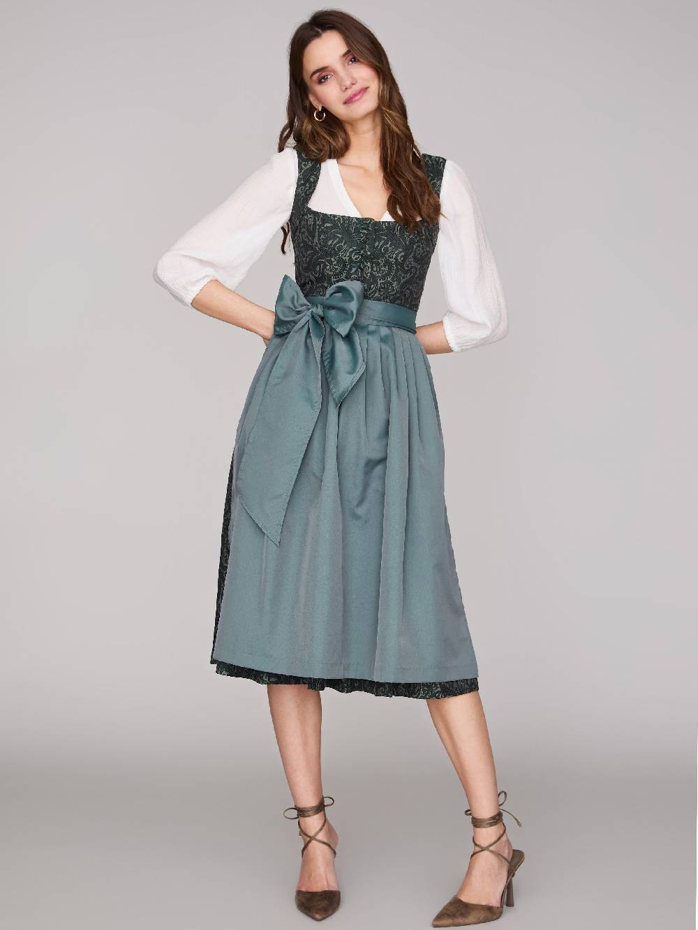 Limberry Gemustertes dunkelgrünes Dirndl - HEDI VINTAGE GARDEN Auslauf
