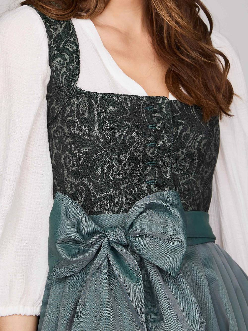 Limberry Gemustertes dunkelgrünes Dirndl - HEDI VINTAGE GARDEN Auslauf