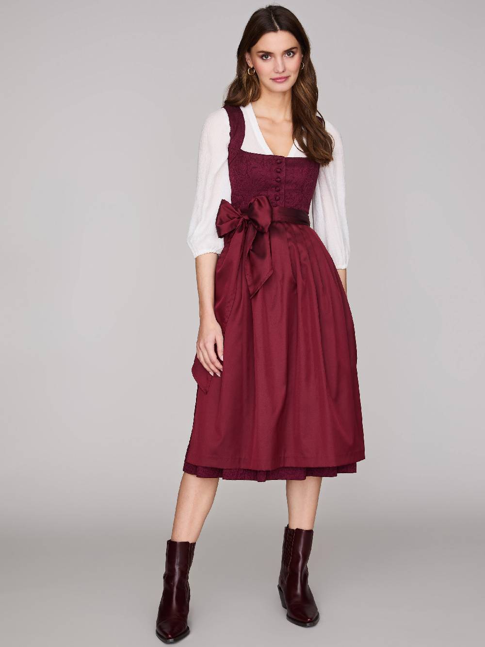 Limberry Gemustertes weinrotes Dirndl - HEDI VINTAGE WINE Angebote