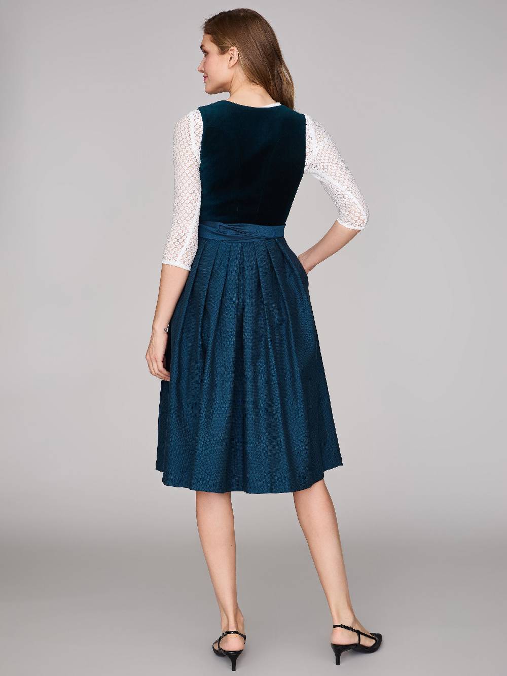 Limberry Petrolblaues Dirndl mit Samt-Mieder - ROMEE DARK TEAL Blitzverkäufe