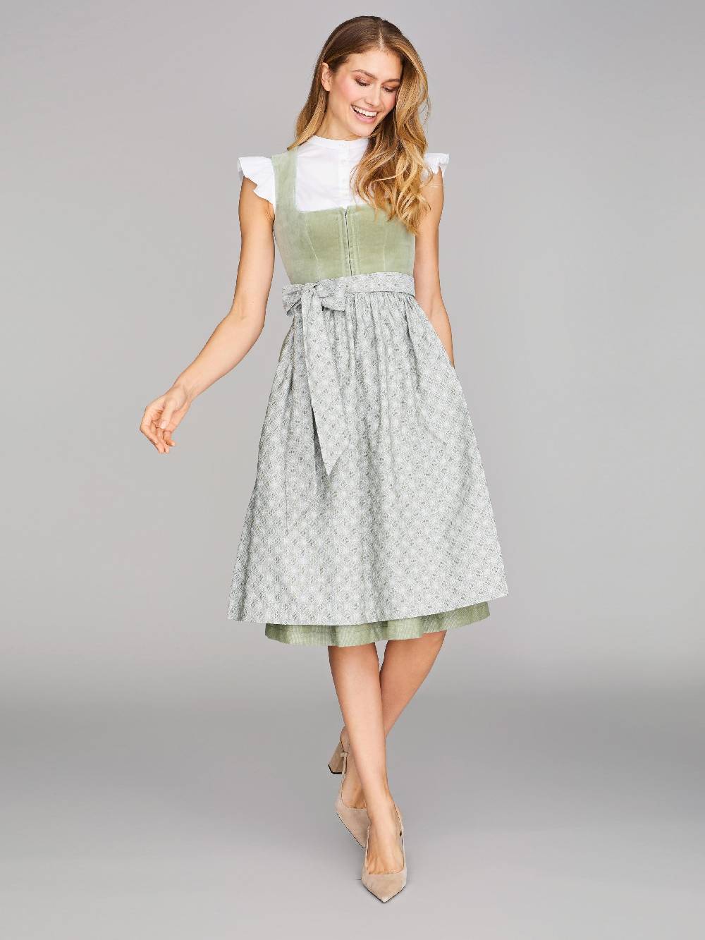 Limberry Salbeigrünes Dirndl mit Samt-Mieder - ROMEE DESERT SAGE Kostenloser Versand