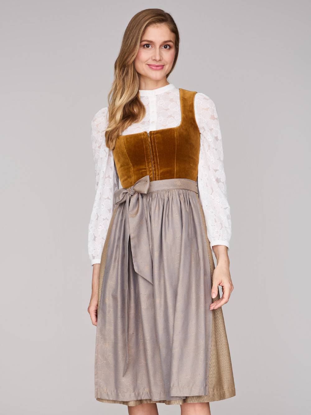 Limberry Karamell-farbenes Dirndl mit Samt-Mieder - ROMEE GOLDEN BROWN Limitierter Zeitrabatt