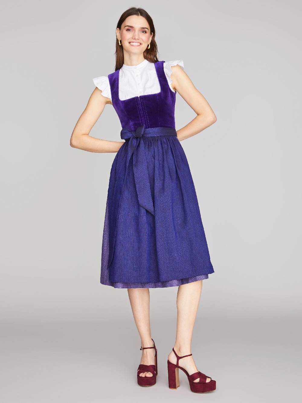 Limberry Lila-farbenes Dirndl mit Samt-Mieder - SOFIA PURPLE VELVET Fabrik Onlineshop