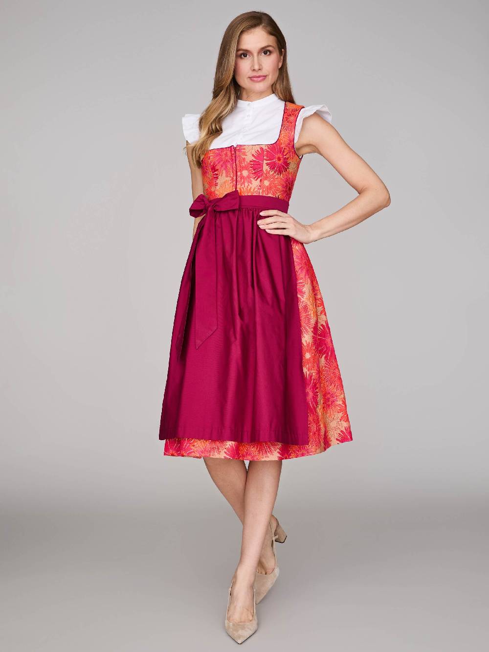 Limberry Pinkes Dirndl mit Blumenmuster - DAHLIA GERANIUM Sonderangebot