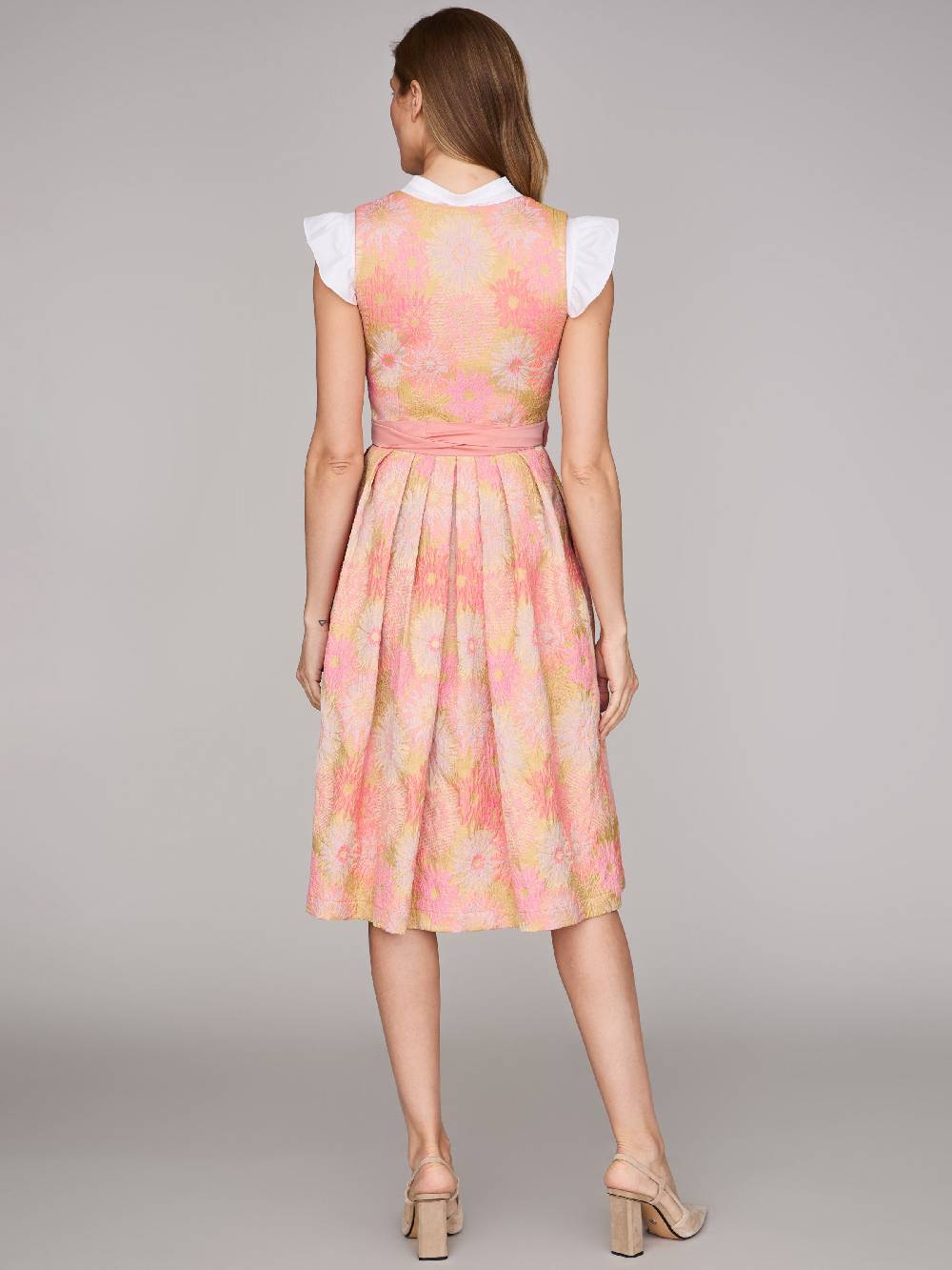 Limberry Rosa-farbenes Dirndl mit Blumenmuster - DAHLIA CORAL ALMOND Rabatt
