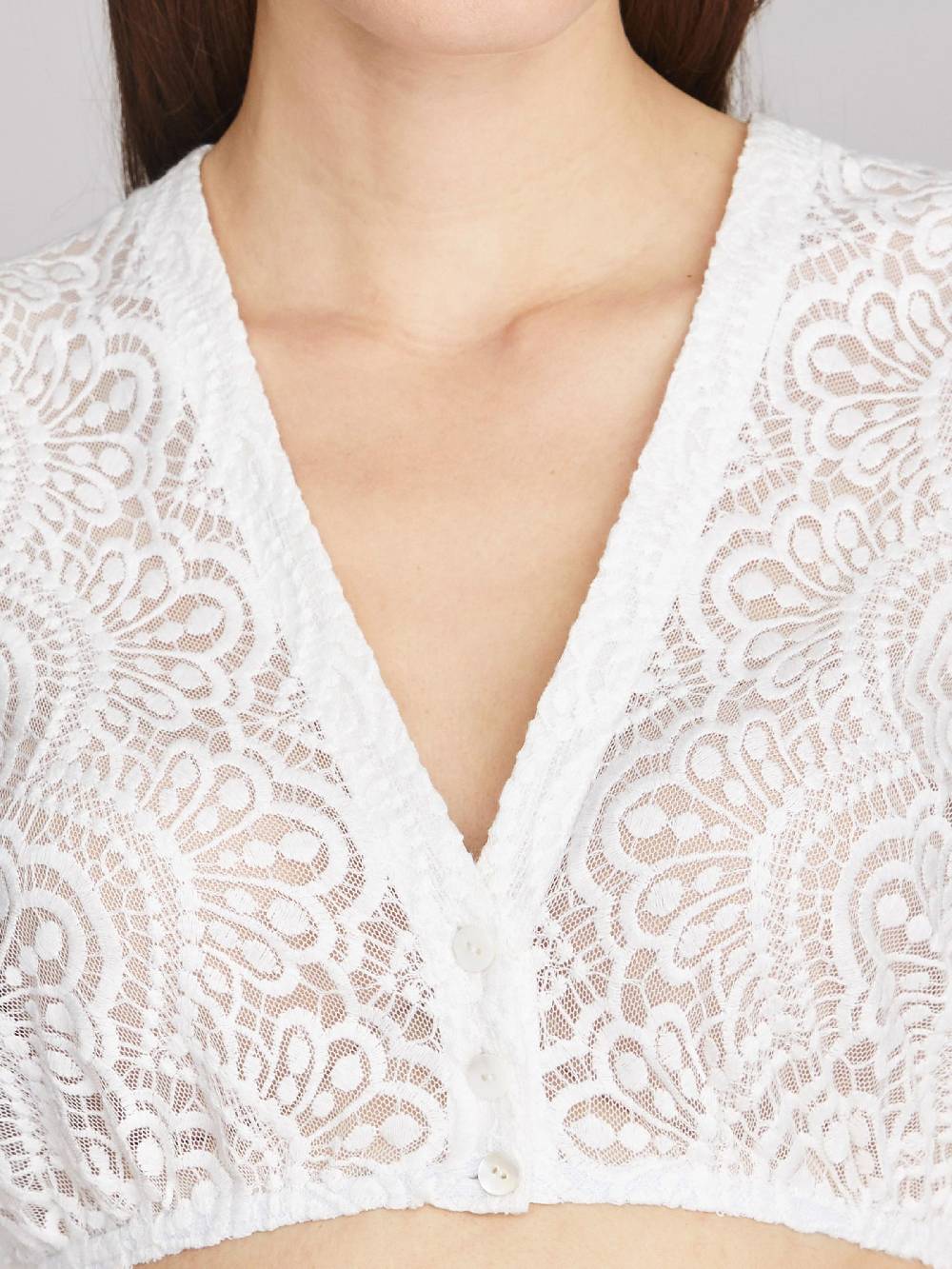 Limberry Weiße Dirndlbluse mit V-Ausschnitt - THERESA Flash Sale