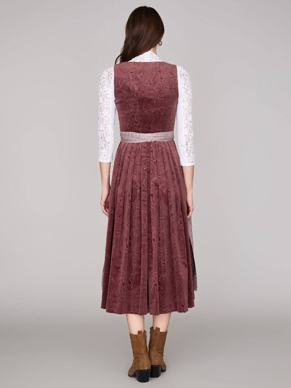 Limberry Rosafarbenes Dirndl aus gemustertem Samt - ANTONIA NELKENROSA Cyber Monday