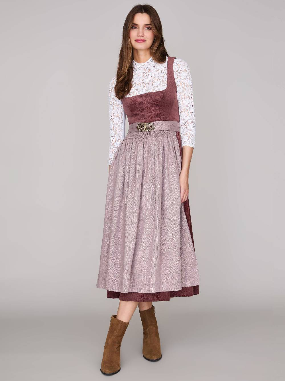 Limberry Rosafarbenes Dirndl aus gemustertem Samt - ANTONIA NELKENROSA Cyber Monday