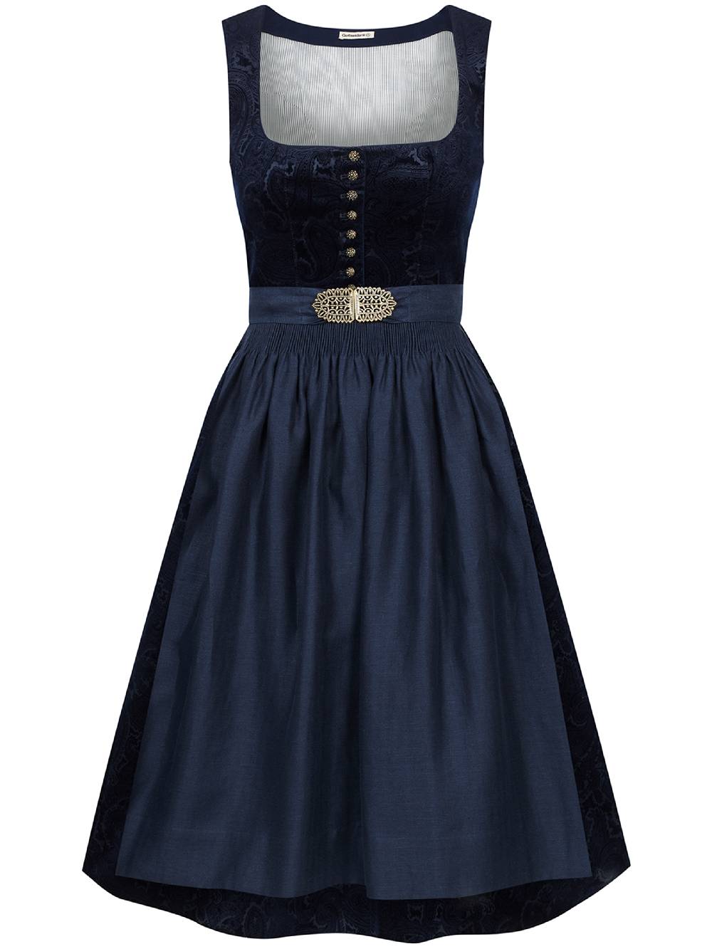 Limberry Nachtblaues Dirndl aus gemustertem Samt - MONIKA NACHTBLAU Osterangebot