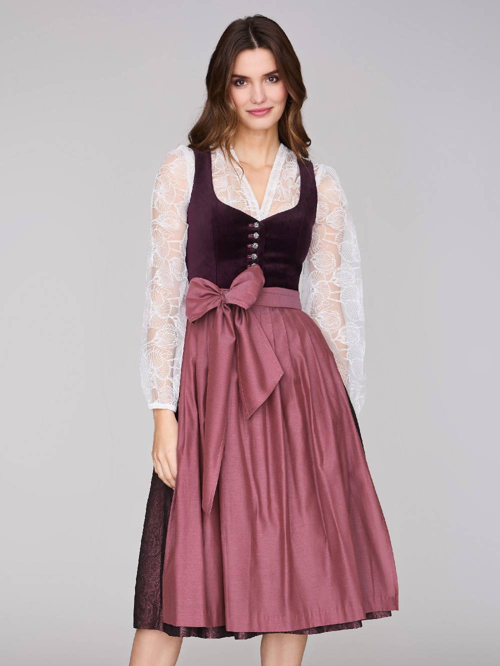 Limberry Mauvefarbenes Dirndl mit Samt-Mieder - JANNI DARK MAUVE Neueste Mode