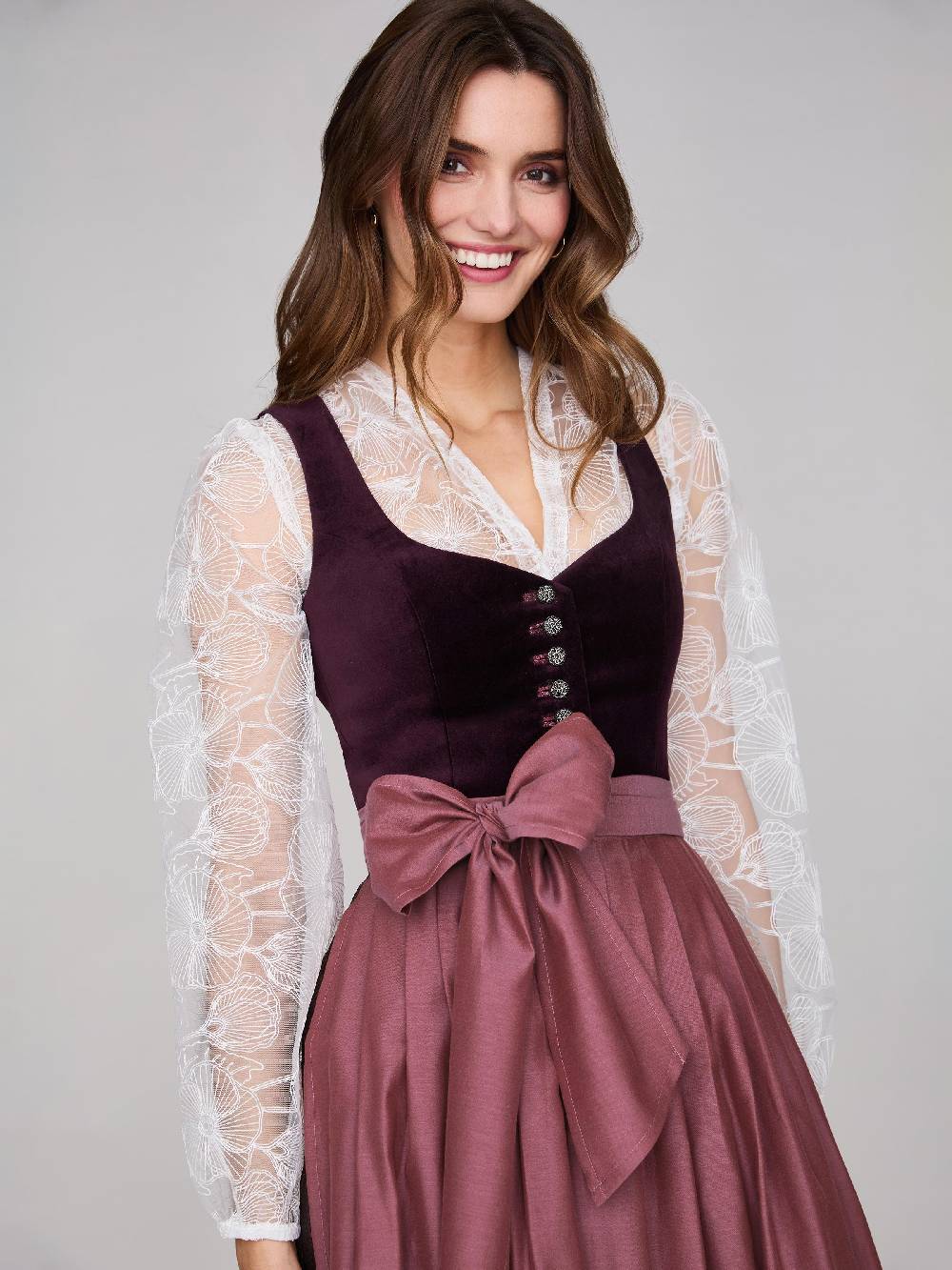 Limberry Mauvefarbenes Dirndl mit Samt-Mieder - JANNI DARK MAUVE Neueste Mode