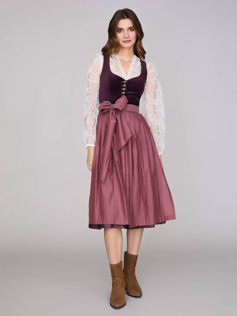 Limberry Mauvefarbenes Dirndl mit Samt-Mieder - JANNI DARK MAUVE Neueste Mode