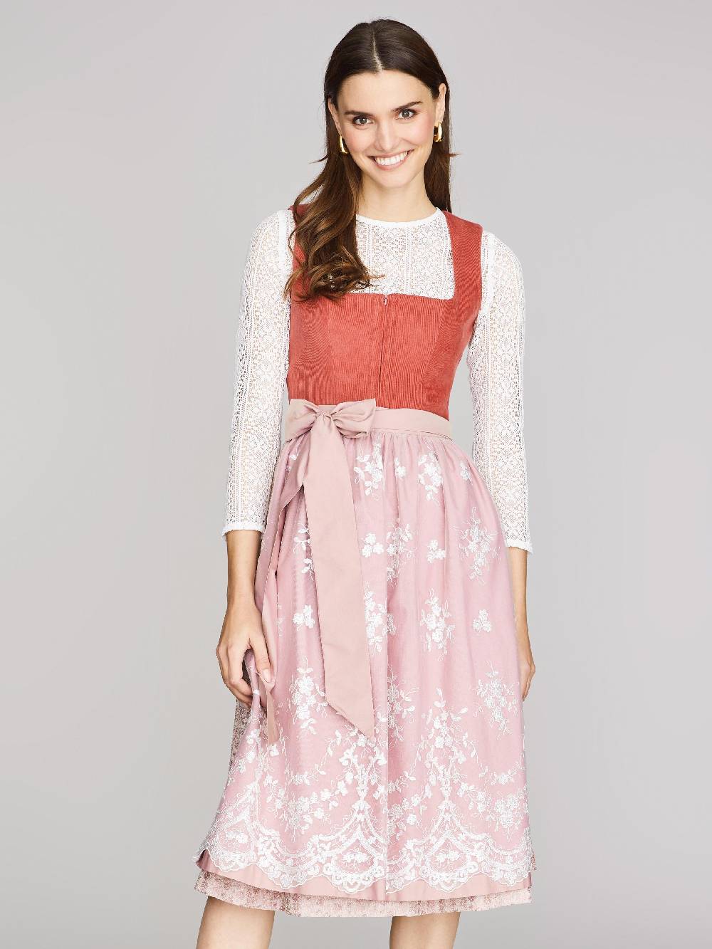 Limberry Coral-farbenes Dirndl mit Cord-Mieder - CAMILLE DUSTY ROSE Nur für heute