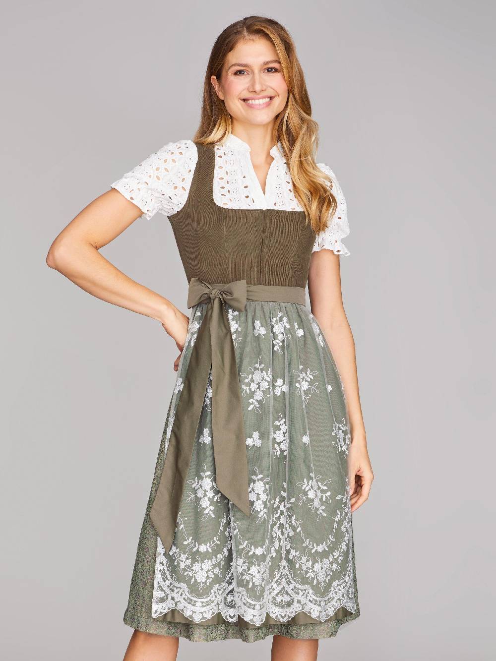 Limberry Dirndl mit Cord-Mieder in Oliv - CAMILLE OLIVE Sonderangebot der Fabrik