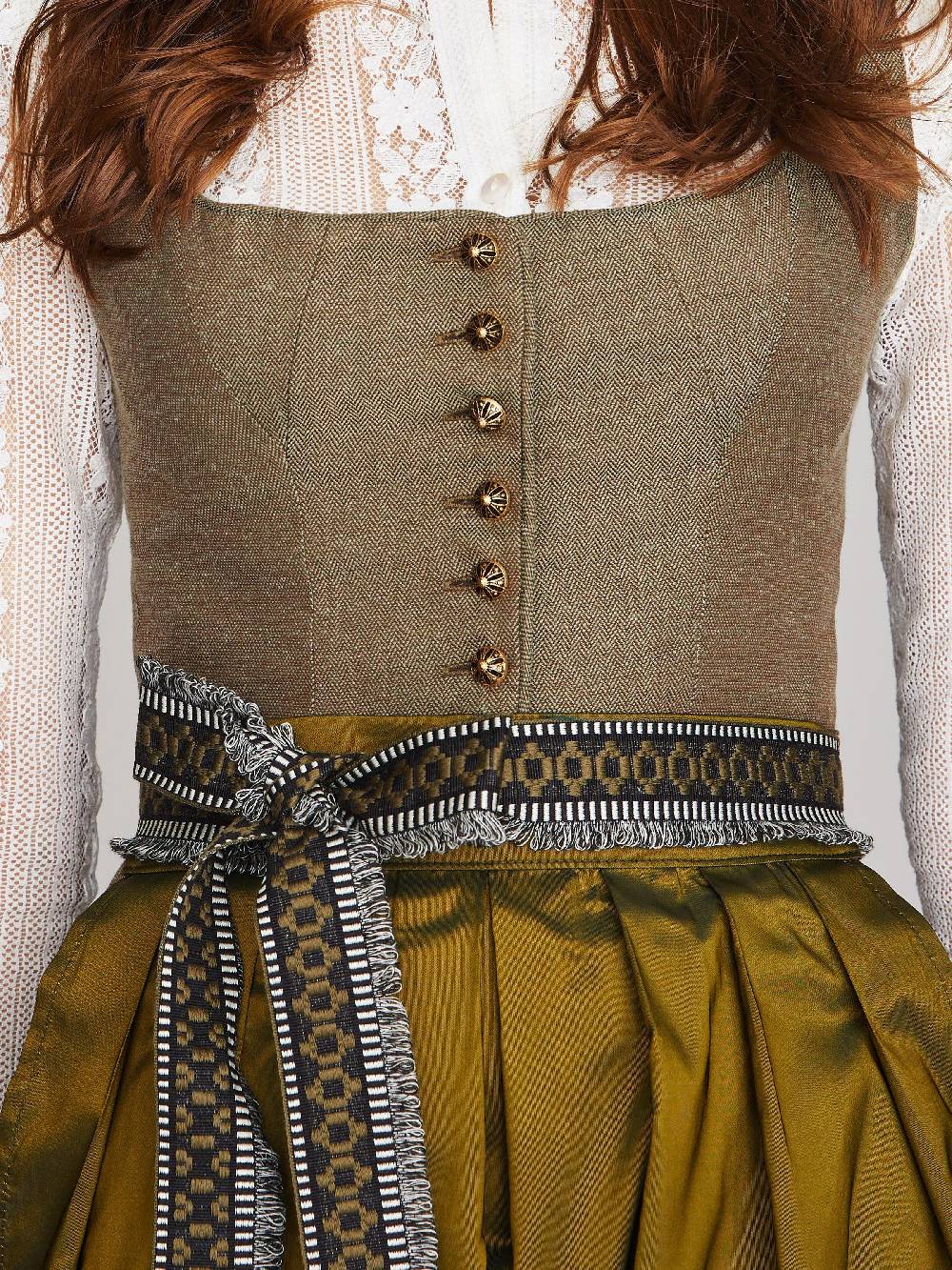Limberry Olivgrünes Dirndl mit auffallendem Schürzenband - PALOMA OLIV Super Rabatt