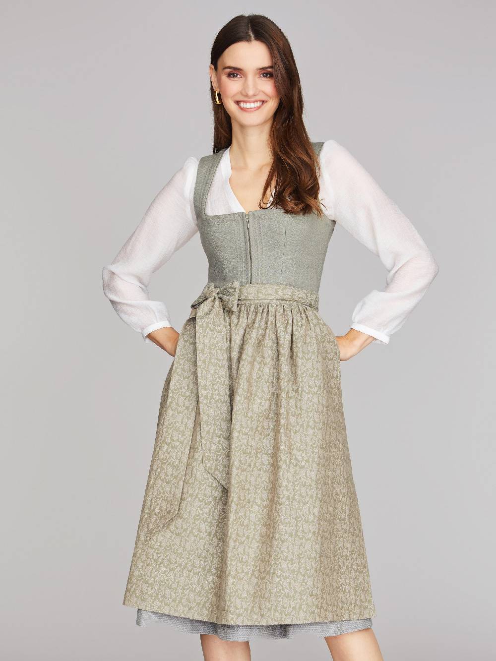 Limberry Grünes Dirndl aus Leinen - CLAIRE MISTY GREEN Fabrikladen