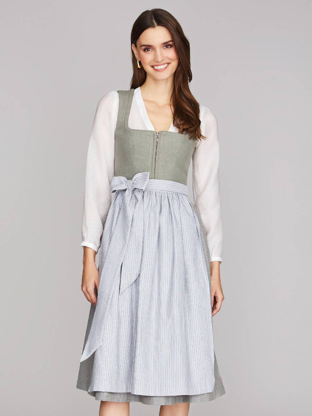Limberry Grünes Dirndl aus Leinen - CLAIRE MISTY GREEN Fabrikladen