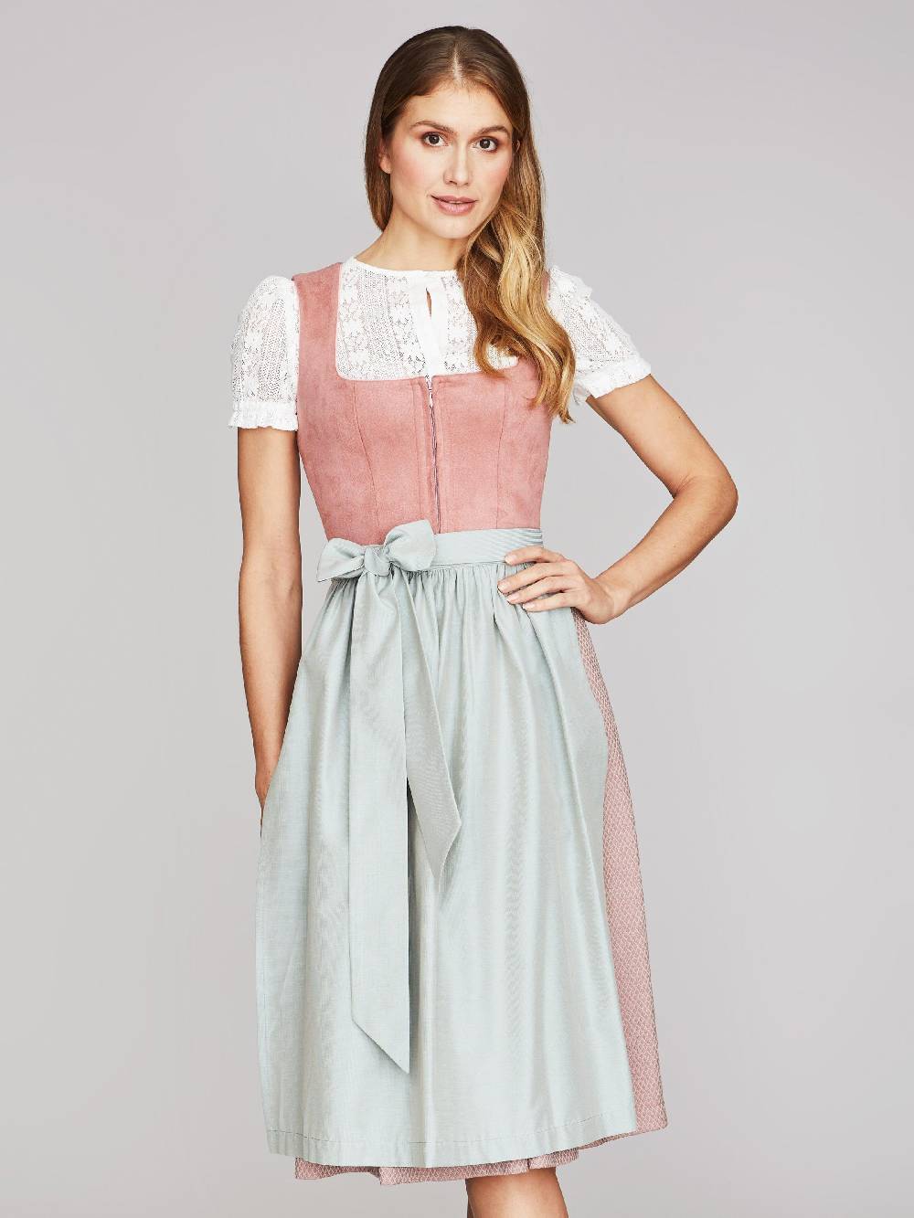 Limberry Rosa-farbenes Dirndl mit Velours-Mieder - JULIE DUSTY ROSE Speichern exportieren