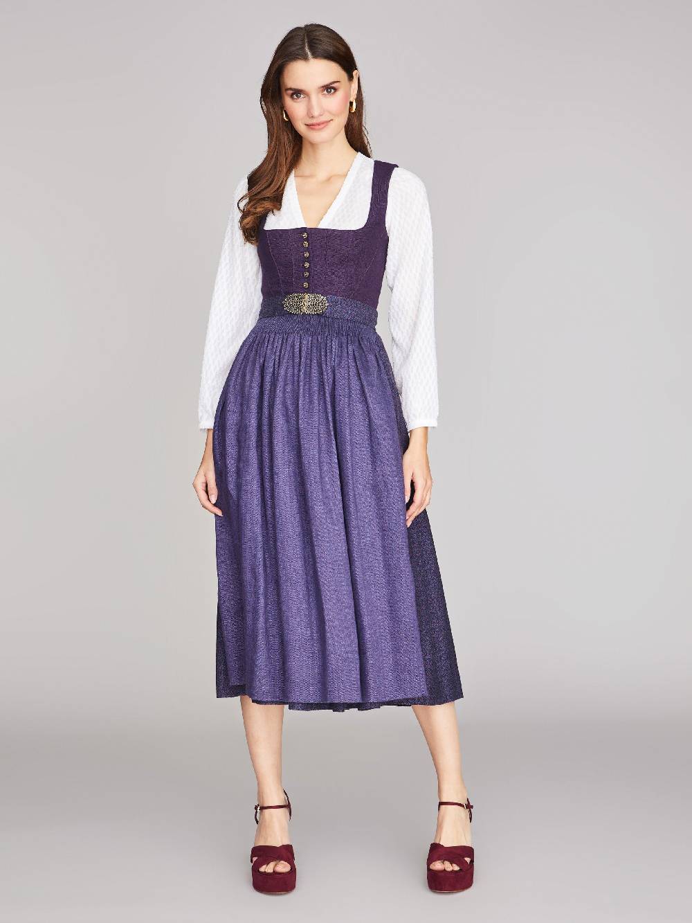 Limberry Brombeerfarbenes Dirndl aus Leinen - ANNABELLE BROMBEER Verkauf