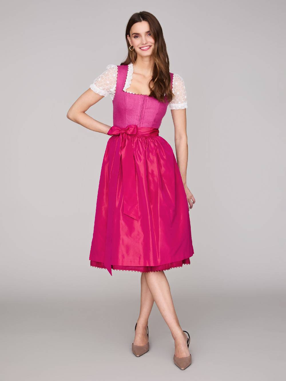 Limberry Pinkes Dirndl mit Leinen-Mieder - MÜNCHEN PINK Limitierter Zeitrabatt