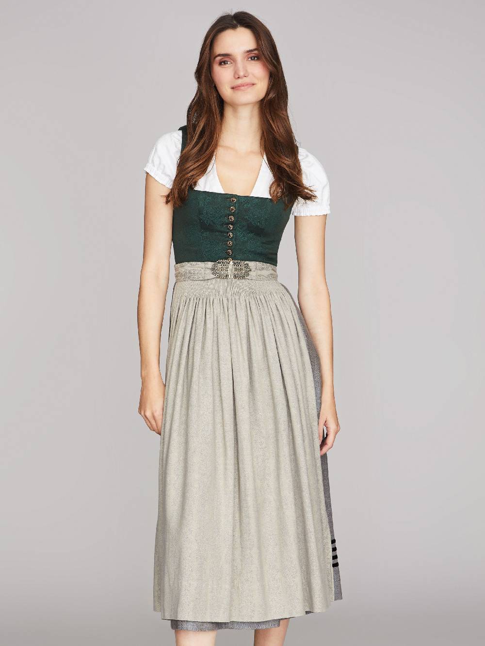Limberry Tannengrünes Dirndl mit Blumen-Muster - MONIKA TANNE Fabrik Onlineshop