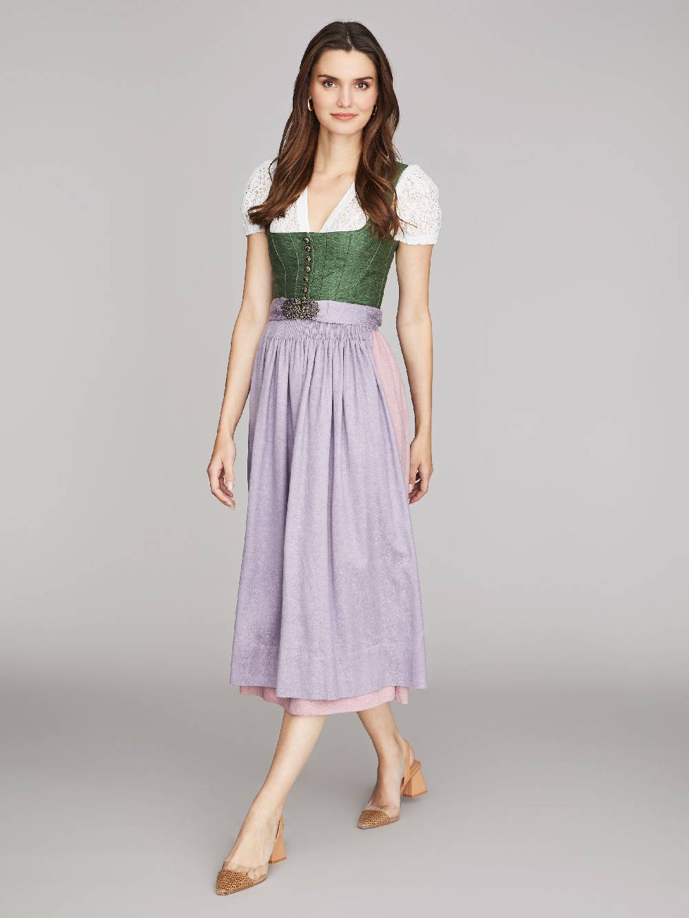 Limberry Kleegrünes Dirndl aus Leinen - ANNABELLE KLEEGRÜN Fabrikpreis