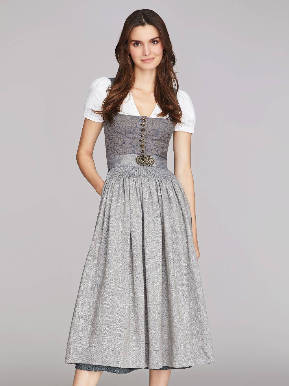 Limberry Nebelblaues Dirndl mit Blumen-Muster - MONIKA NEBELBLAU Sonderangebot