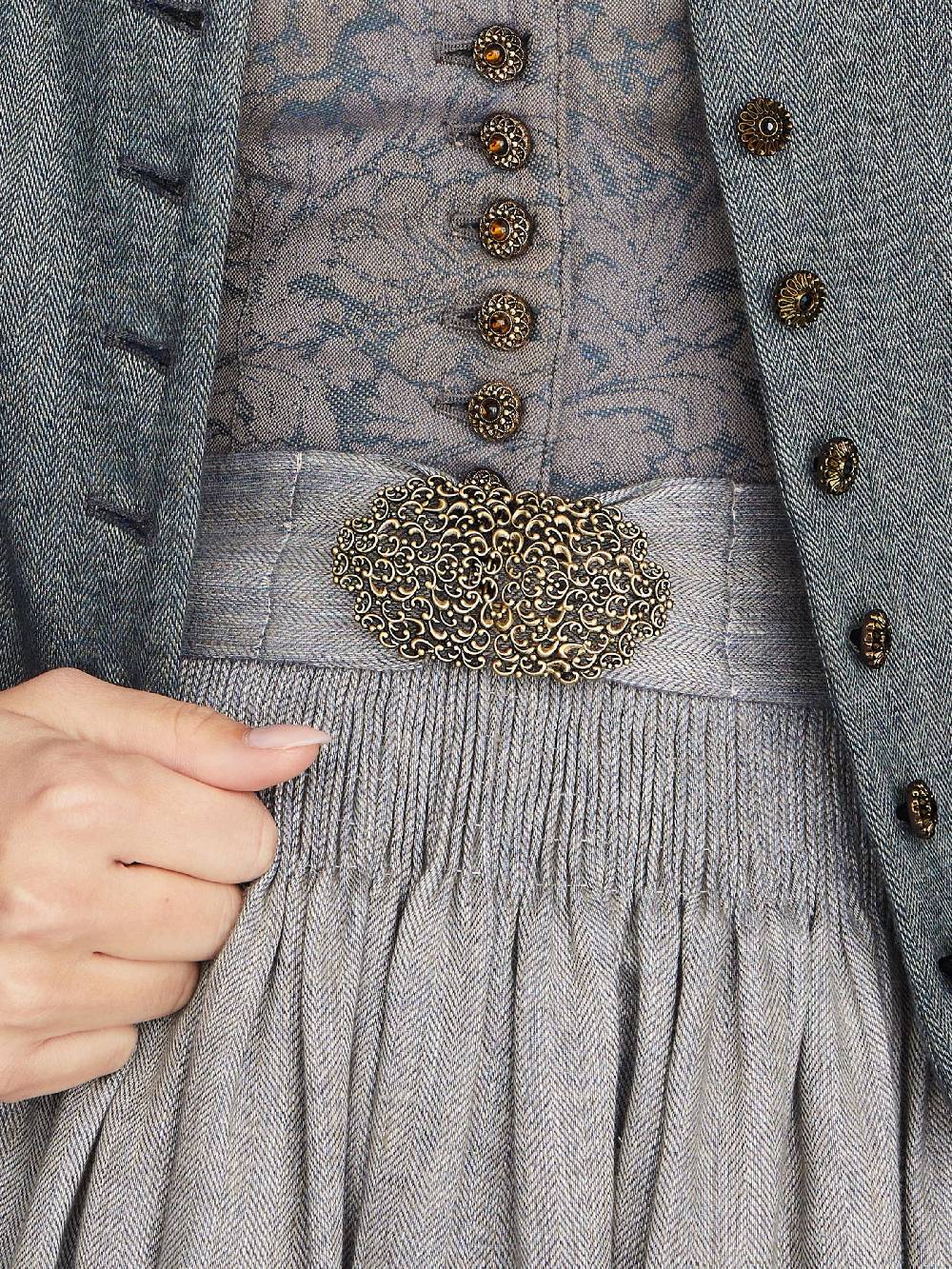 Limberry Nebelblaues Dirndl mit Blumen-Muster - MONIKA NEBELBLAU Sonderangebot