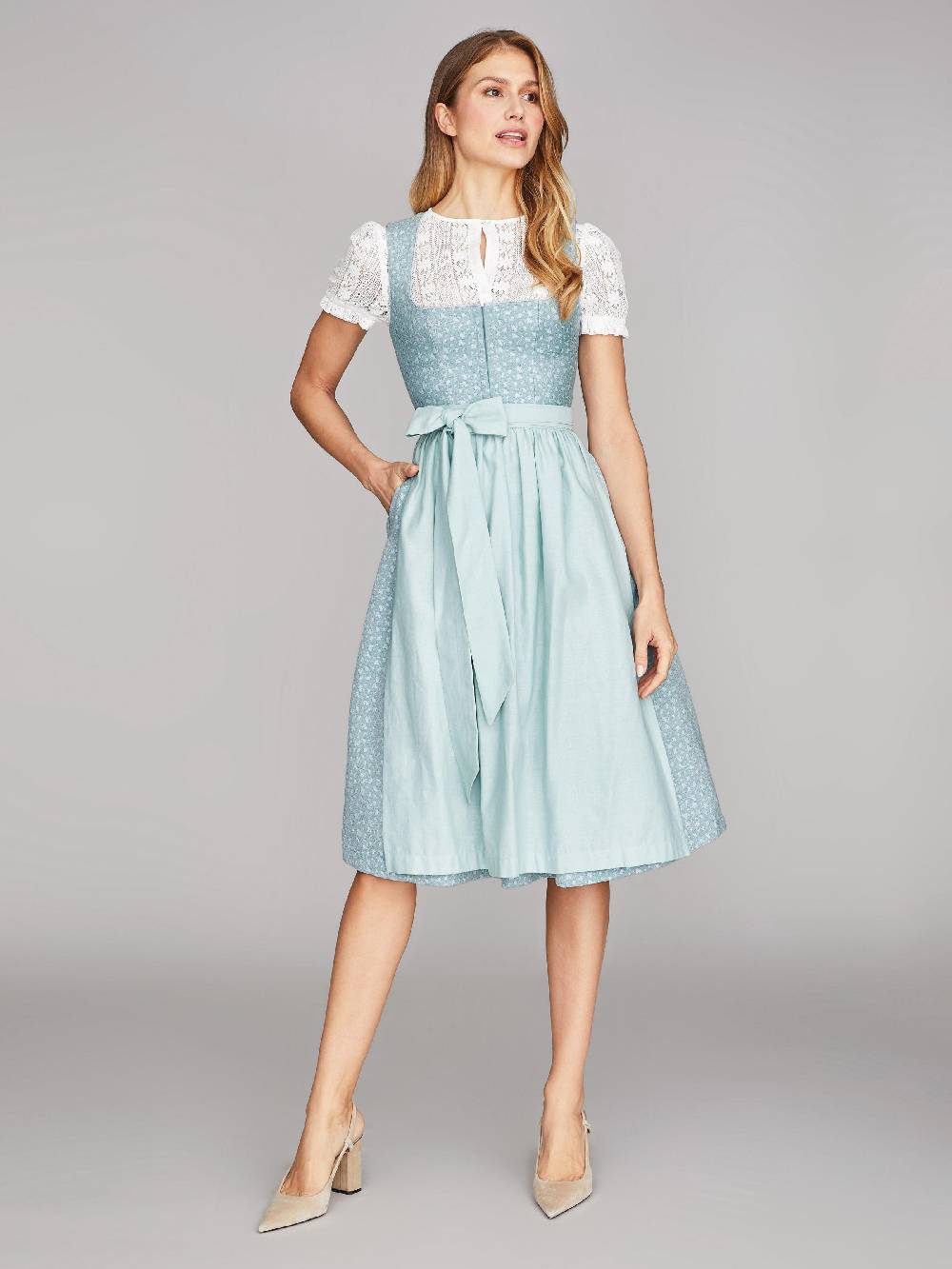 Limberry Hellblaues Dirndl mit Streublumen - LILIA PISTACHIO Flash Sale