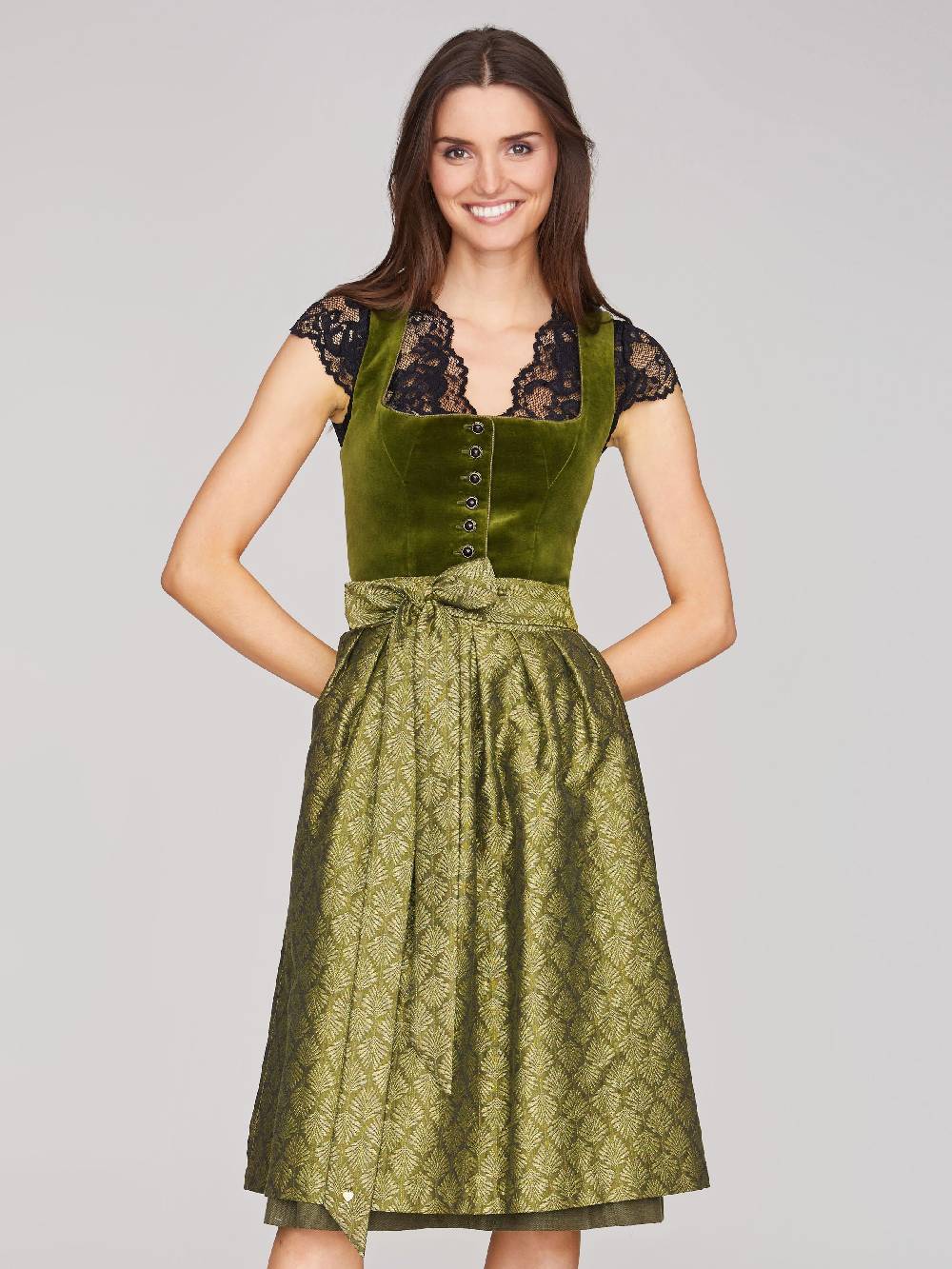 Limberry Olivgrünes Dirndl mit Samt-Mieder - CAMILLA Lagerräumung