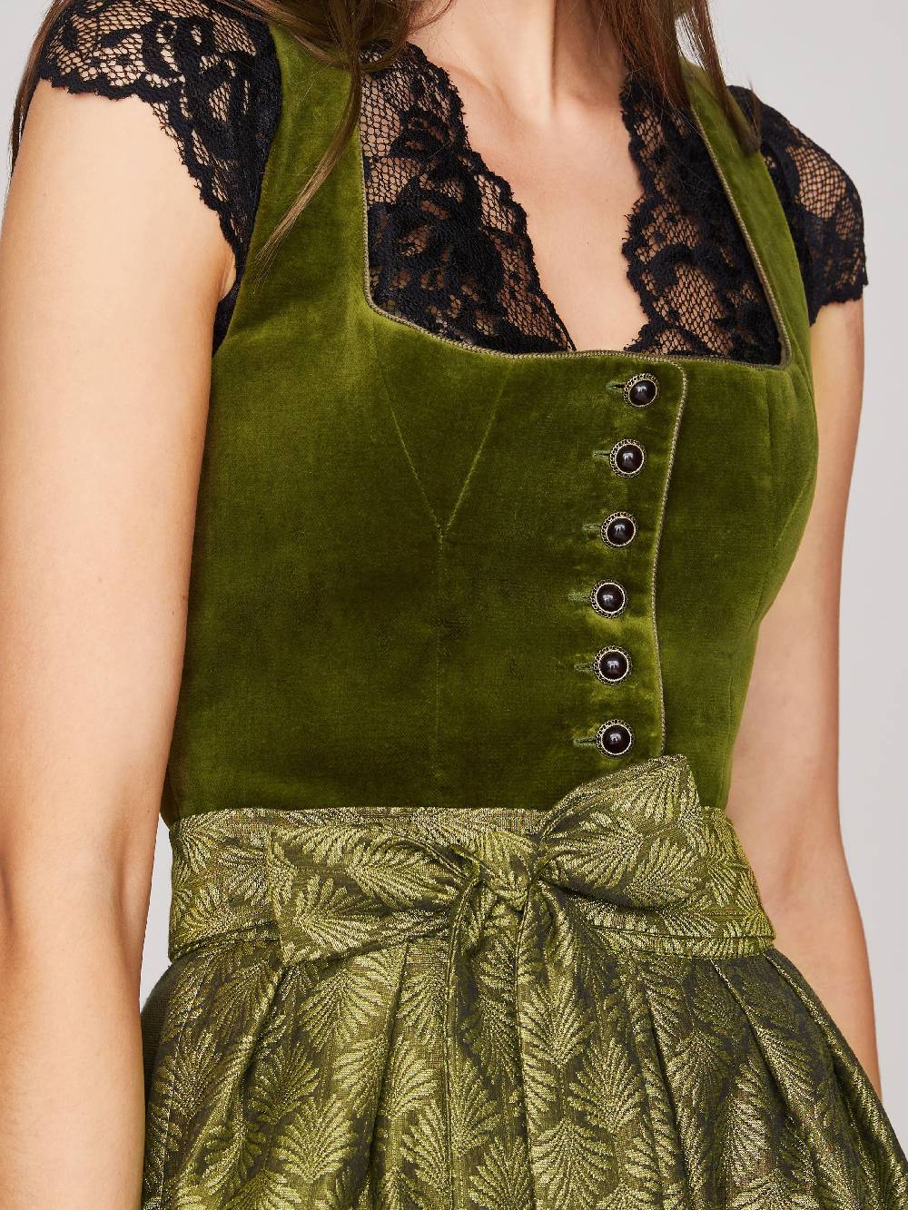 Limberry Olivgrünes Dirndl mit Samt-Mieder - CAMILLA Lagerräumung