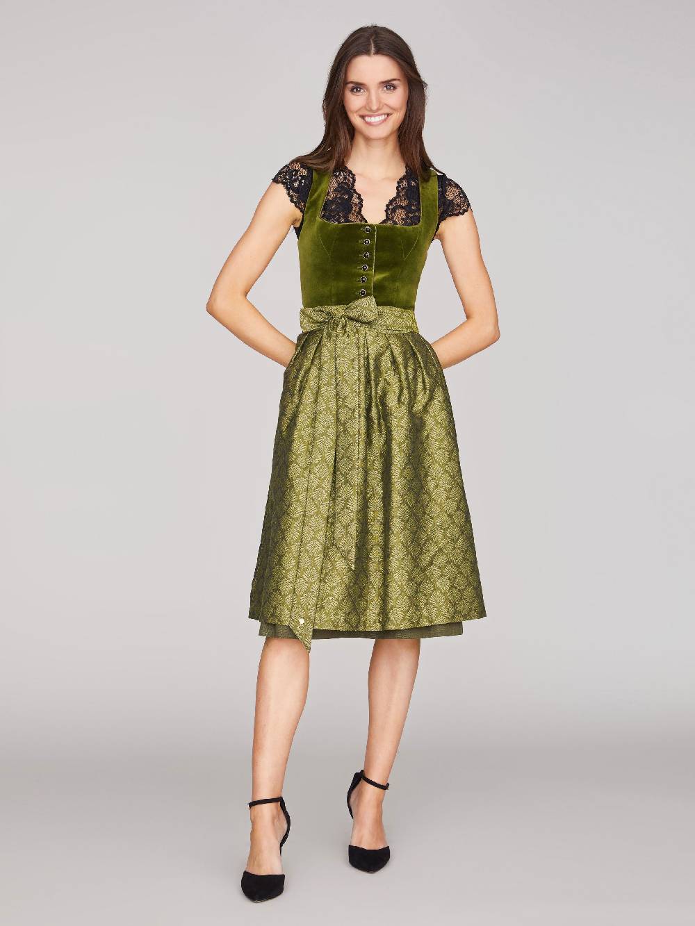 Limberry Olivgrünes Dirndl mit Samt-Mieder - CAMILLA Lagerräumung