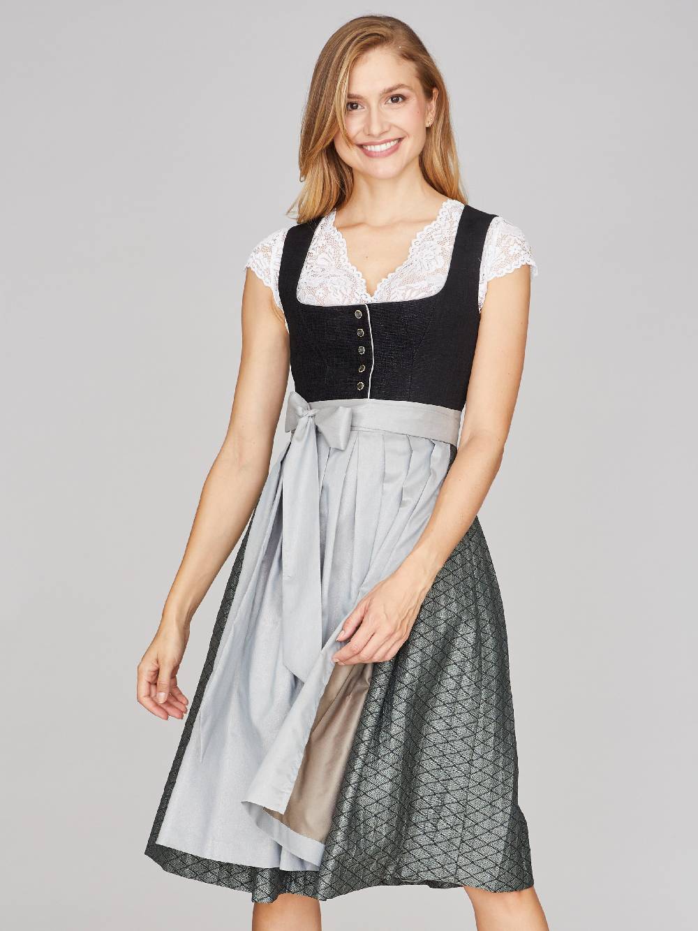 Limberry Schwarzes Dirndl mit Knöpfen - FRAUKE Große Rabatte
