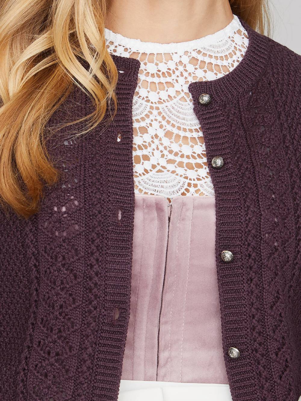 Limberry Brombeerfarbene Strickjacke - EVI Begrenzte Freigabe